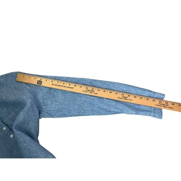 Orvis Shirt Blue Linen Lagenlook Coastal Summer Long Sleeves Buttons  Medium - Picture 7 of 7